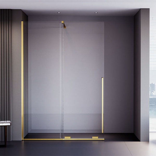 Душевая дверь Veconi Premium Trento PTDW-50G, 1500x2000, брашированное золото, стекло прозрачное