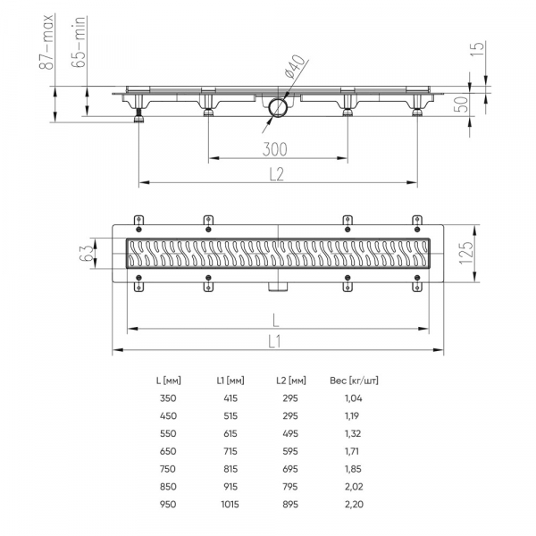 Душевой лоток Veconi Line 550