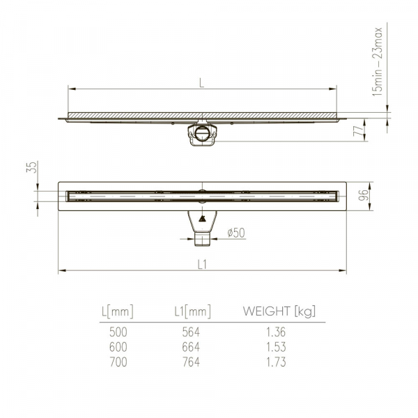 Душевой лоток щелевой Veconi Slim Line 900