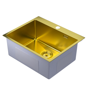 Мойка настол.монтаж 60х50 (3,0) вып 3 1/2  MIXLINE PRO 22см с сифоном (золото) Ника